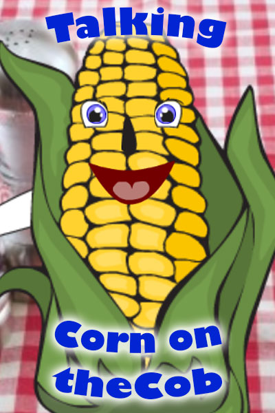 A cob of corn smiles at the viewer.
