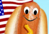A hot dog smiles at the viewer. 